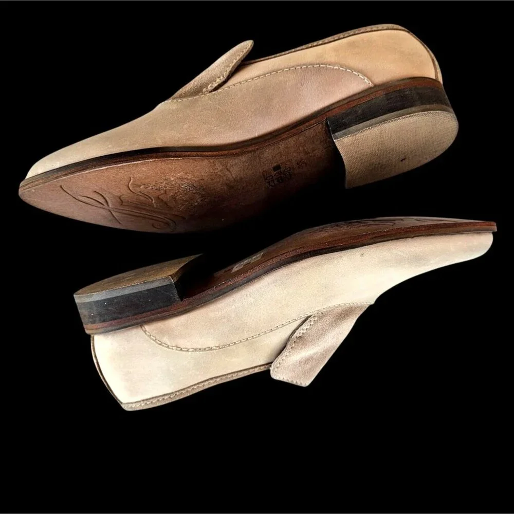 Free People Beige Leather Suede Loafers Women’s 38 Made in India - Picture 5 of 12